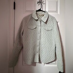 Caslon Jacket Women’s Sz L Corduroy Light Green Button Up  Snap Pockets/Sleeves